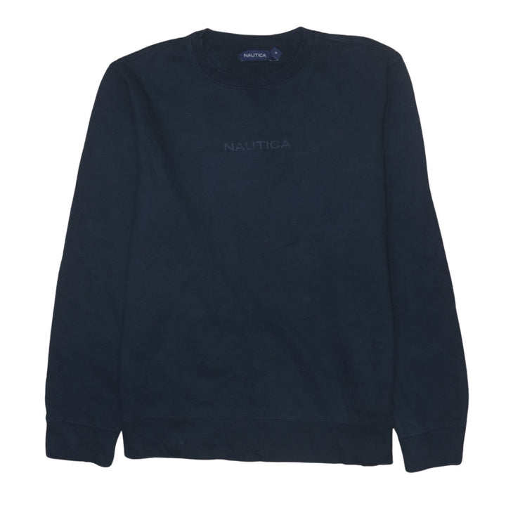 Nautica Men's Blue Crew Neck Logo Pullover Sweatshirt Size M