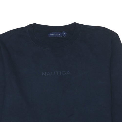 Nautica Men's Blue Crew Neck Logo Pullover Sweatshirt Size M