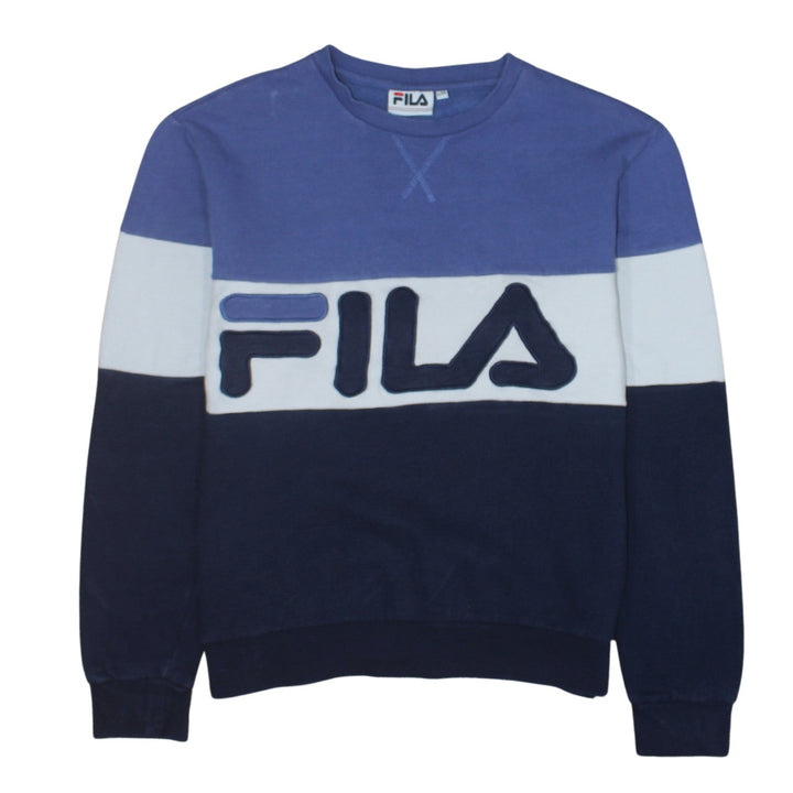 FILA Mens Blue Crew Neck Logo Sweatshirt Size L Regular Fit