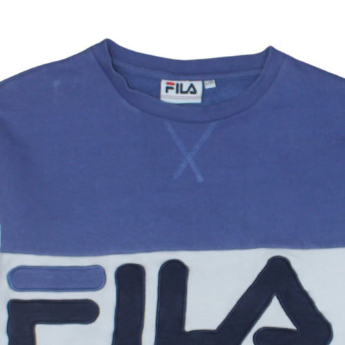 FILA Mens Blue Crew Neck Logo Sweatshirt Size L Regular Fit