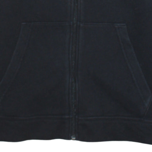 Nike Boys Black Full Zip Hoodie XL 158-170cm Fleece Lined Logo Sweatshirt