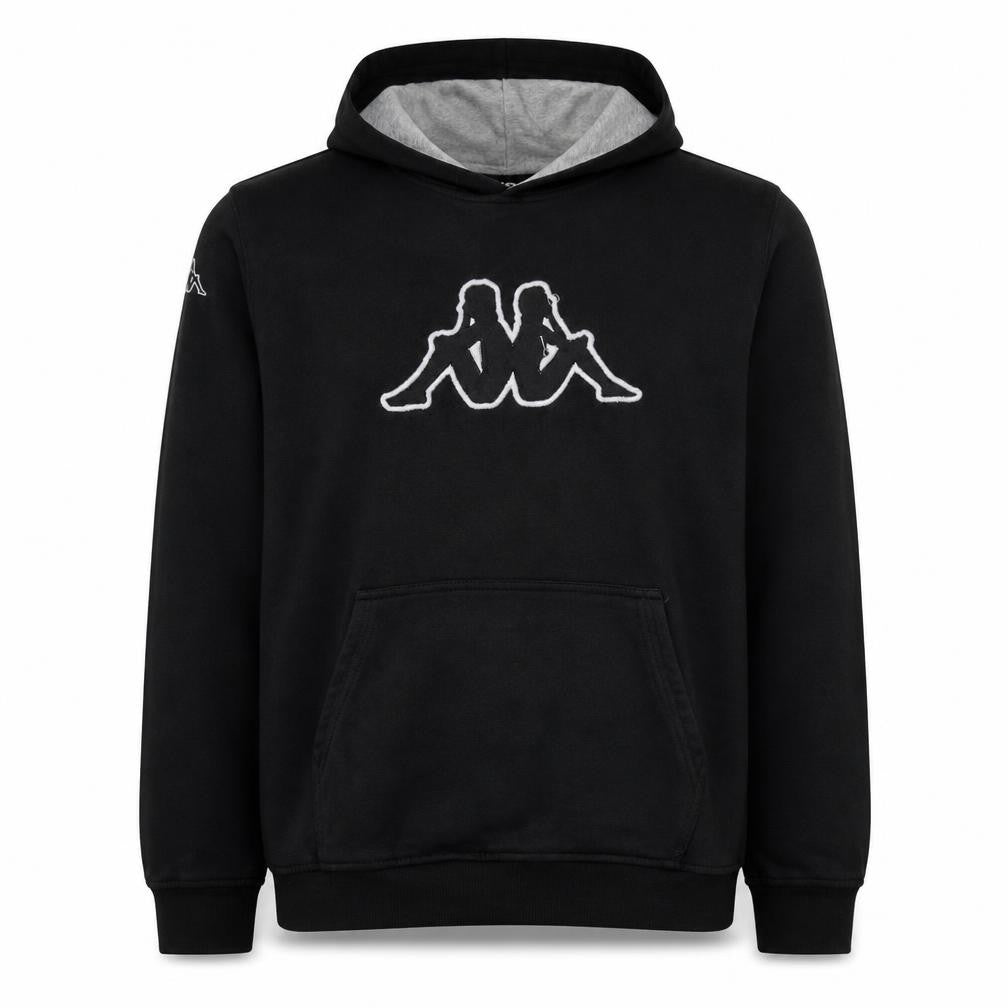 Front view of Kappa Men's Black Pullover Hoodie XL Logo Sportswear