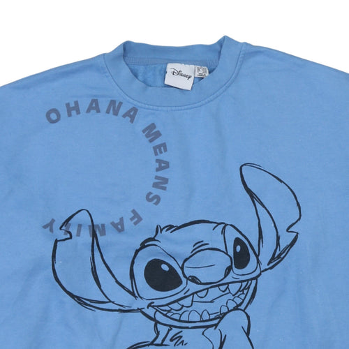 Disney Women Blue Stitch Ohana Means Family Pullover Sweatshirt Size 18/20