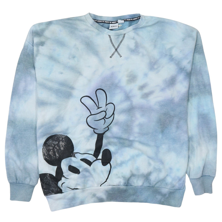 Disney Women Blue Tie-Dye Mickey Mouse Pullover Sweatshirt Size S