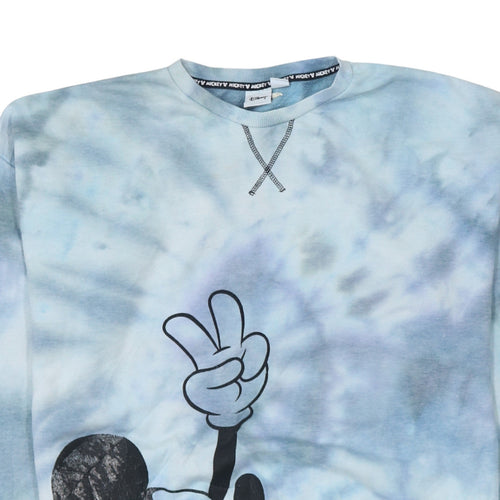 Disney Women Blue Tie-Dye Mickey Mouse Pullover Sweatshirt Size S