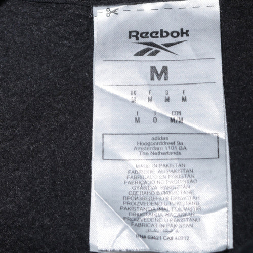 Reebok Men’s Black Pullover Hoodie Fleece Medium Regular Fit