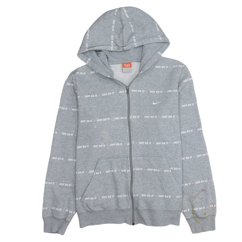Nike Athletic Dept Women's Grey Full Zip Hoodie Size M Just Do It Print