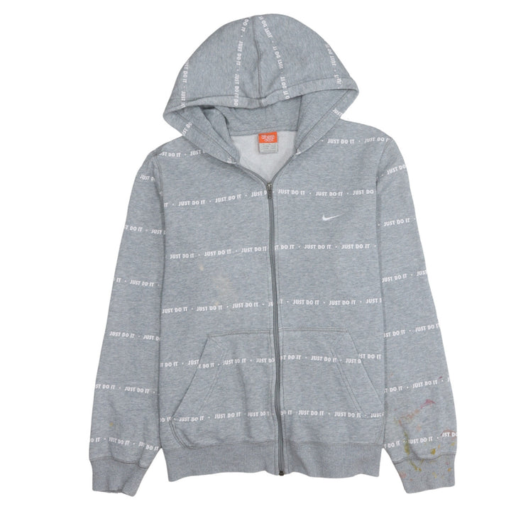 Nike Athletic Dept Women's Grey Full Zip Hoodie Size M Just Do It Print