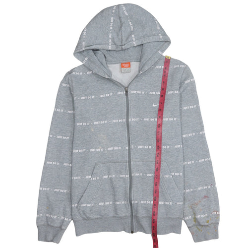 Nike Athletic Dept Women's Grey Full Zip Hoodie Size M Just Do It Print