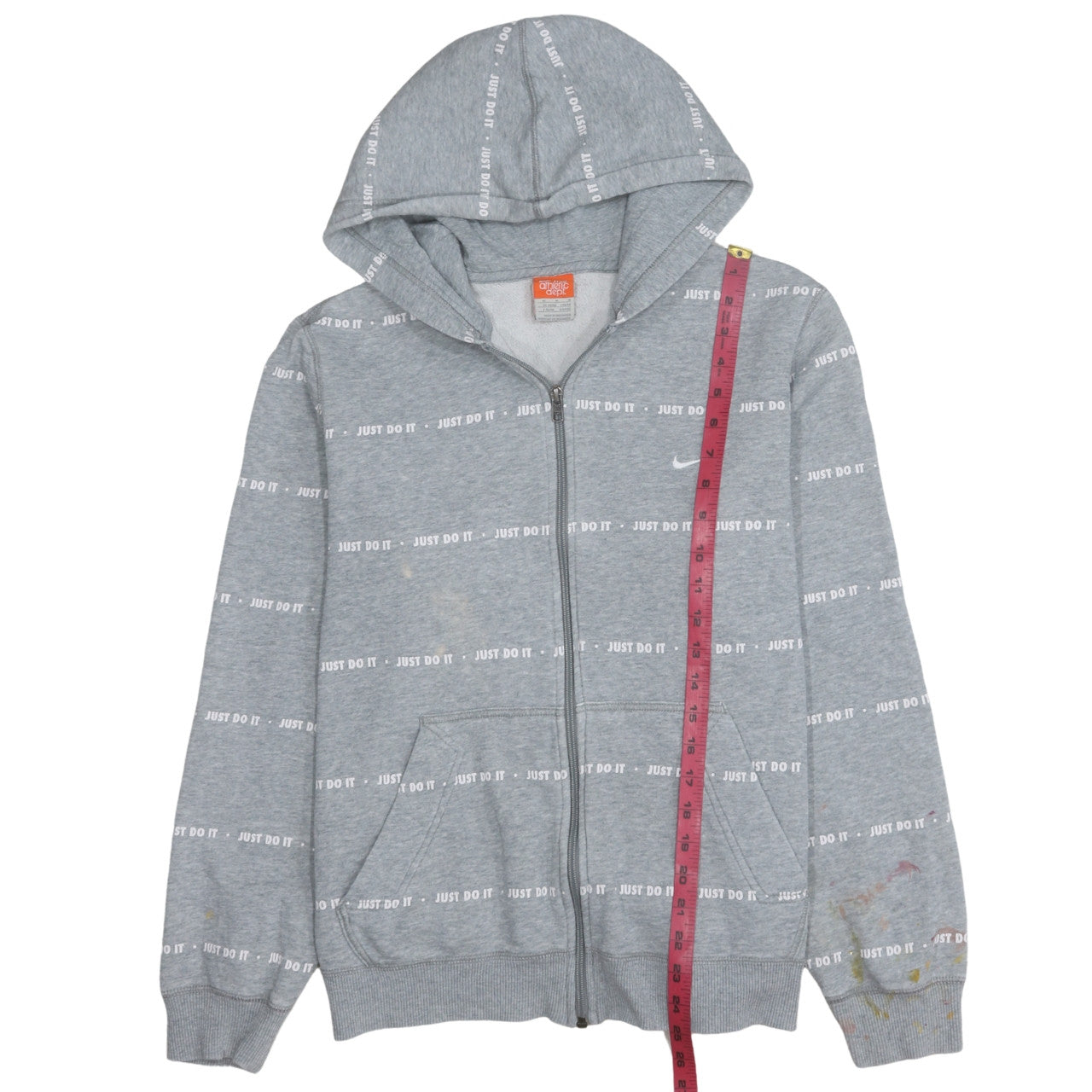 Nike Athletic Dept Women's Grey Full Zip Hoodie Size M Just Do It Print