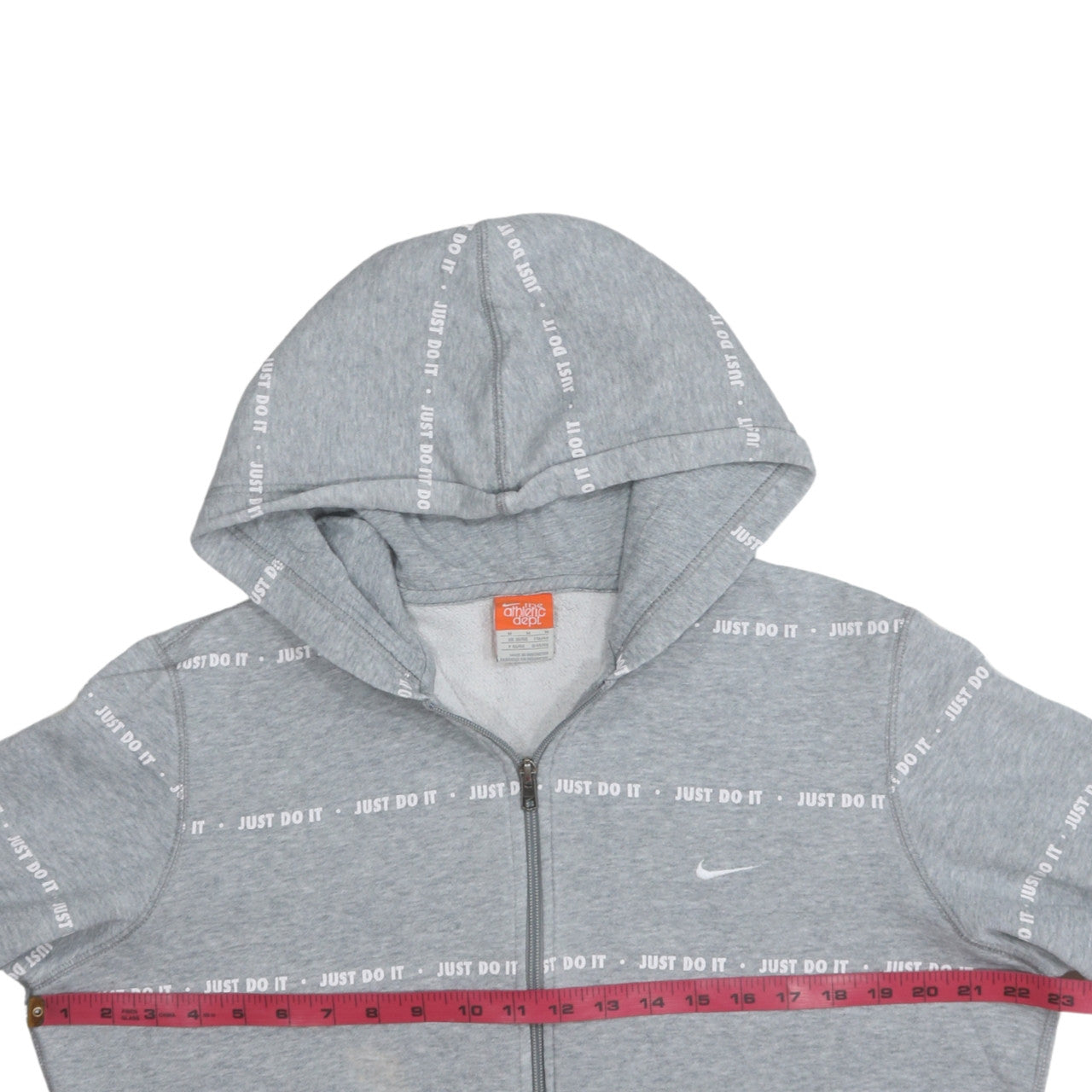 Nike Athletic Dept Women's Grey Full Zip Hoodie Size M Just Do It Print