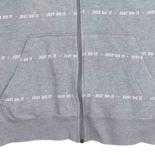 Nike Athletic Dept Women's Grey Full Zip Hoodie Size M Just Do It Print