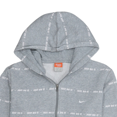 Nike Athletic Dept Women's Grey Full Zip Hoodie Size M Just Do It Print