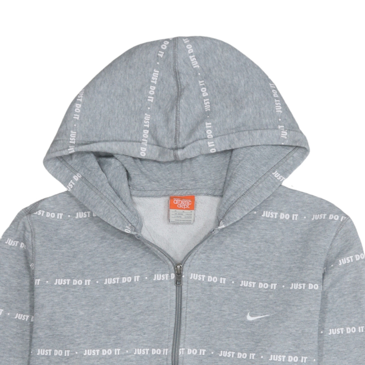 Nike Athletic Dept Women's Grey Full Zip Hoodie Size M Just Do It Print
