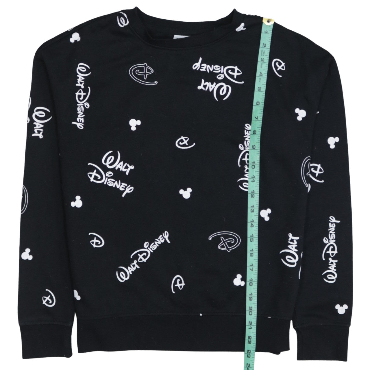 Disney Womens Black Sweatshirt 2XS Crew Neck Long Sleeve Walt Logo Print