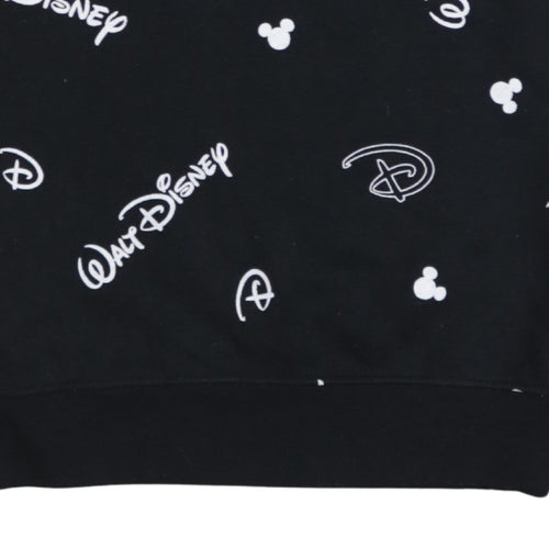 Disney Womens Black Sweatshirt 2XS Crew Neck Long Sleeve Walt Logo Print