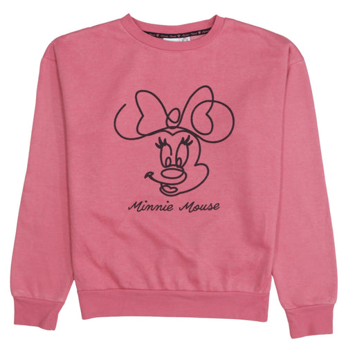 Disney Minnie Mouse Pink Sweatshirt Women 2XS Crew Neck Graphic Print
