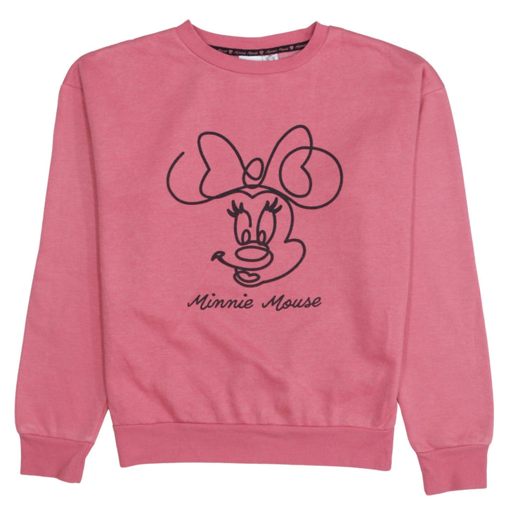 Disney Minnie Mouse Pink Sweatshirt Women 2XS Crew Neck Graphic Print