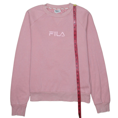 FILA Womens Pink Pullover Sweatshirt Size 8 Cotton Blend Logo Crew Neck