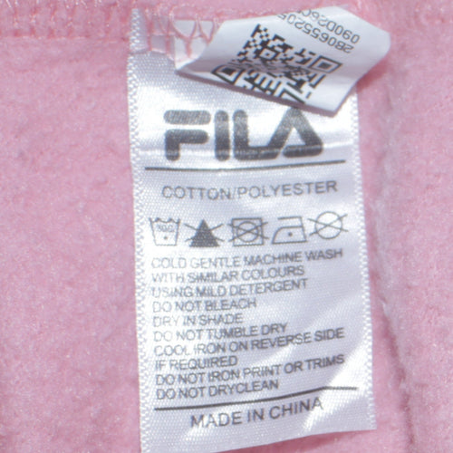 FILA Womens Pink Pullover Sweatshirt Size 8 Cotton Blend Logo Crew Neck
