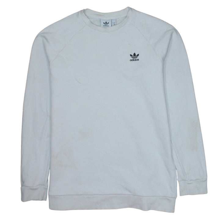 Adidas Men's White Crew Neck Logo Pullover Sweatshirt Size M