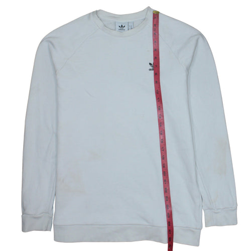 Adidas Men's White Crew Neck Logo Pullover Sweatshirt Size M