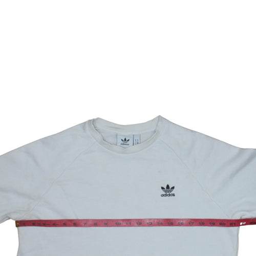 Adidas Men's White Crew Neck Logo Pullover Sweatshirt Size M