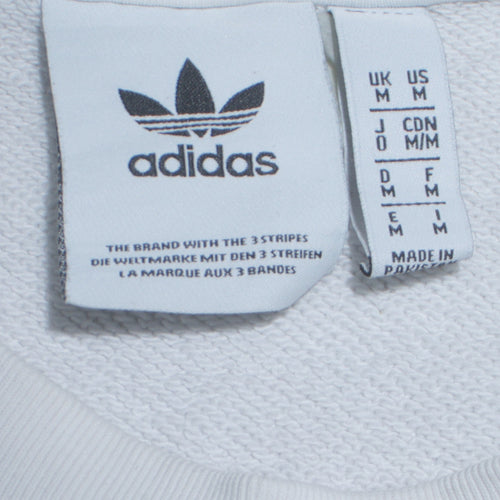 Adidas Men's White Crew Neck Logo Pullover Sweatshirt Size M
