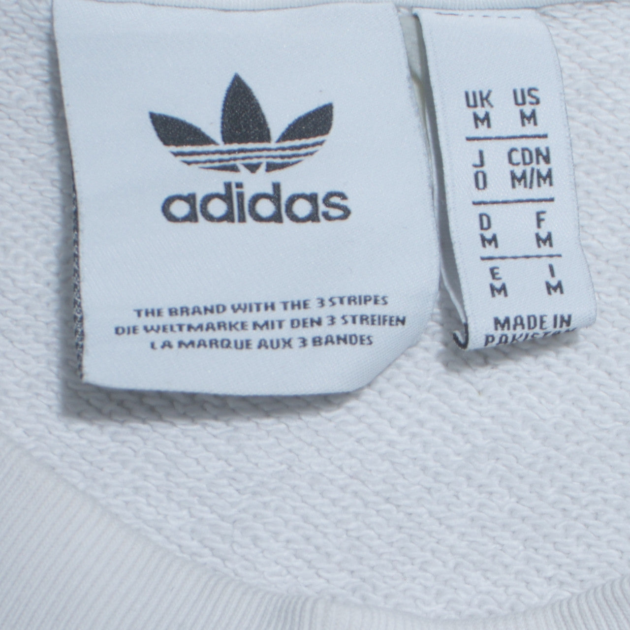 Adidas Men's White Crew Neck Logo Pullover Sweatshirt Size M