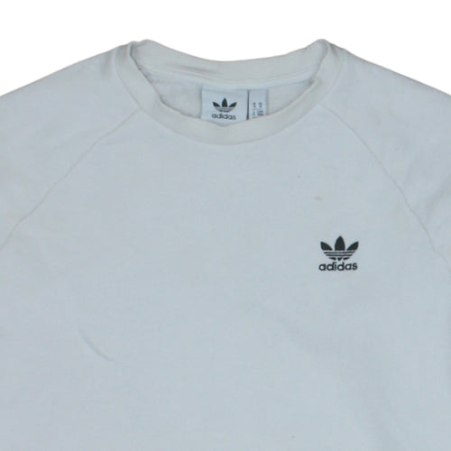 Adidas Men's White Crew Neck Logo Pullover Sweatshirt Size M