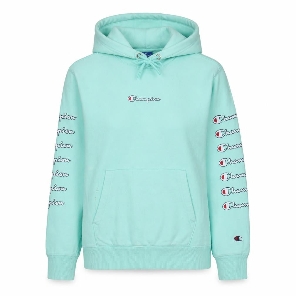 Champion Womens Mint Green XS Pullover Hoodie Cotton Logo Print