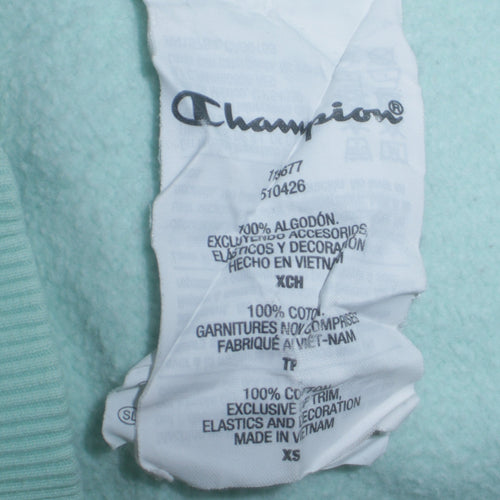 Champion Womens Mint Green XS Pullover Hoodie Cotton Logo Print