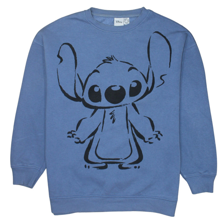 Disney Women Blue Stitch Graphic Pullover Sweatshirt 2XS