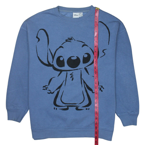 Disney Women Blue Stitch Graphic Pullover Sweatshirt 2XS