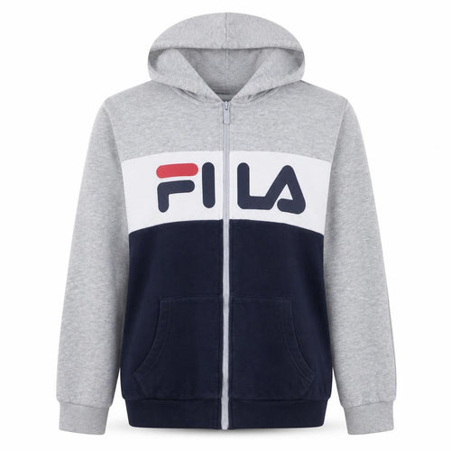 Fila Womens Grey Blue Full Zip Hoodie Size 16 Classic Logo Design