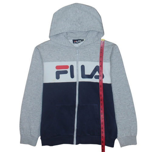 Fila Womens Grey Blue Full Zip Hoodie Size 16 Classic Logo Design