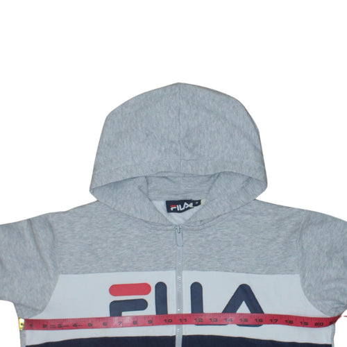 Fila Womens Grey Blue Full Zip Hoodie Size 16 Classic Logo Design