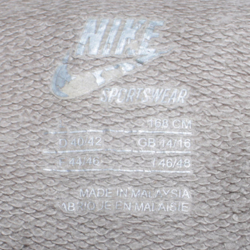 Nike Women Grey Striped Pullover Hoodie Size 14/16 Drawstring Graphic Logo