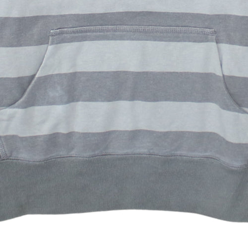Nike Women Grey Striped Pullover Hoodie Size 14/16 Drawstring Graphic Logo