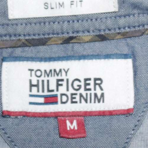 Tommy Hilfiger Denim Men's Green Slim Fit Plaid Button-Up Shirt M