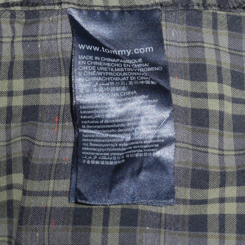 Tommy Hilfiger Denim Men's Green Slim Fit Plaid Button-Up Shirt M