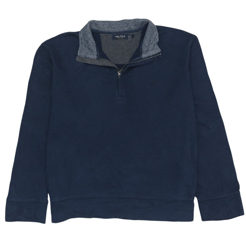 Nautica Men’s Blue 1/4 Zip Collared Henley Sweatshirt Size L