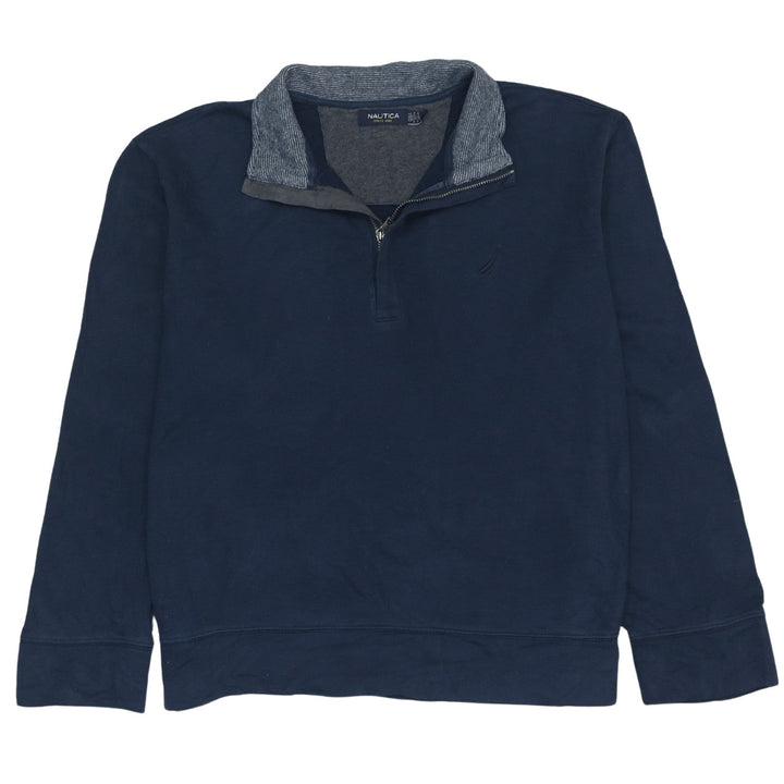 Nautica Men’s Blue 1/4 Zip Collared Henley Sweatshirt Size L