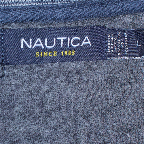Nautica Men’s Blue 1/4 Zip Collared Henley Sweatshirt Size L