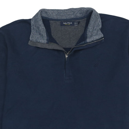 Nautica Men’s Blue 1/4 Zip Collared Henley Sweatshirt Size L