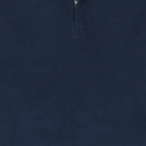 Nautica Men’s Blue 1/4 Zip Collared Henley Sweatshirt Size L