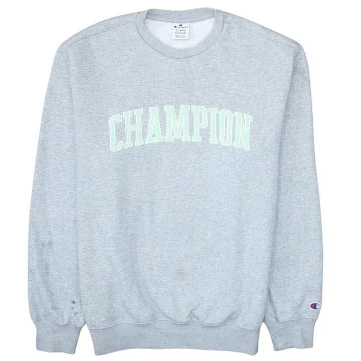 Champion Mens Grey XL Pullover Crew Neck Logo Sweatshirt
