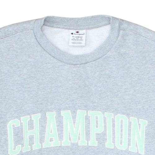 Champion Mens Grey XL Pullover Crew Neck Logo Sweatshirt