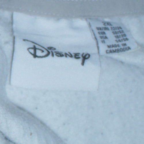 Disney Women Grey Mickey Mouse Pullover Hoodie 2XL Relaxed Fit