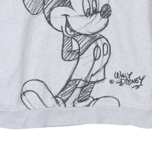 Disney Women Grey Mickey Mouse Pullover Hoodie 2XL Relaxed Fit